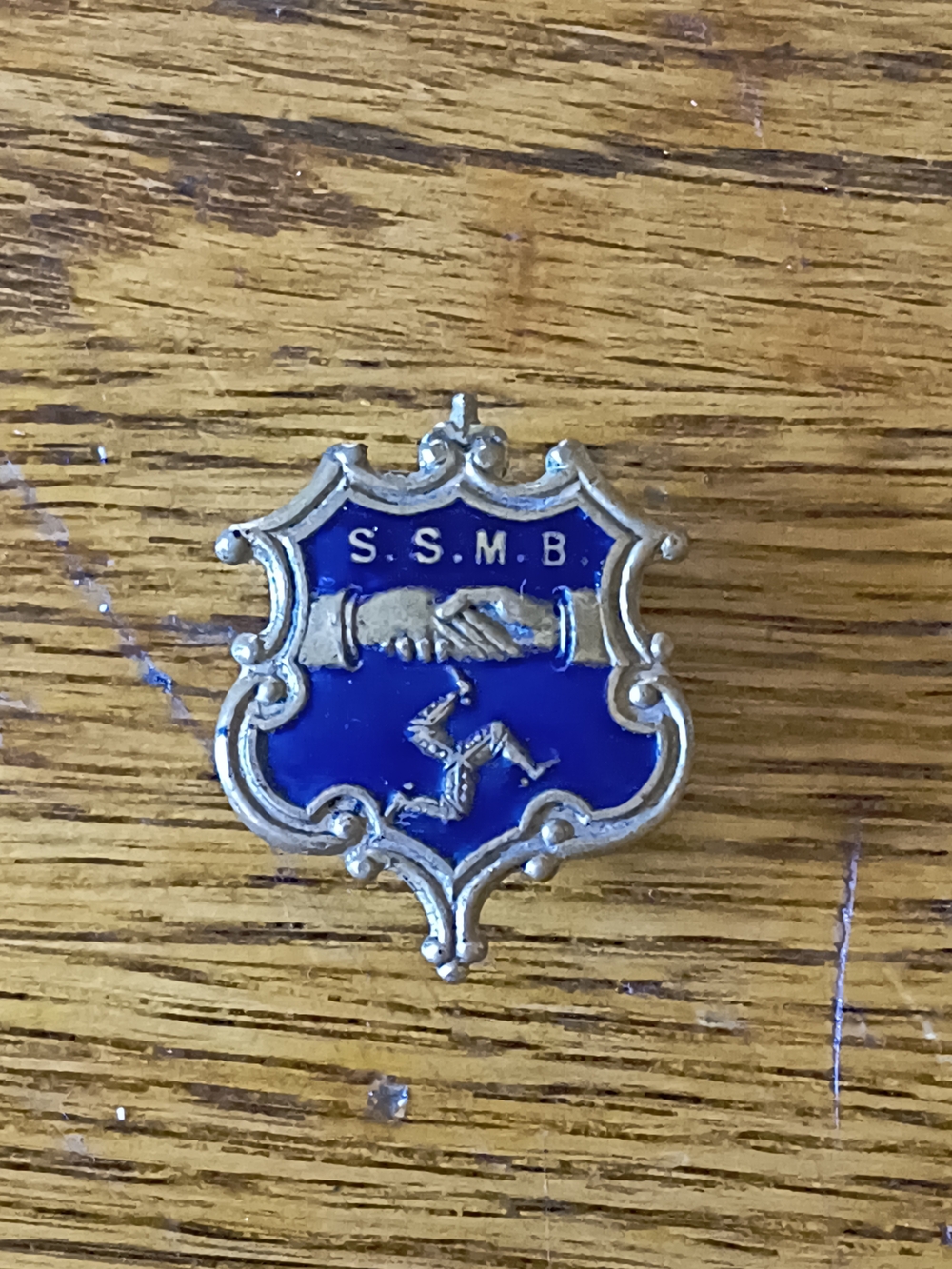 Vintage Isle of Man S.S.M.B. Enamel Shield Badge / Watch Fob - Friendly Society